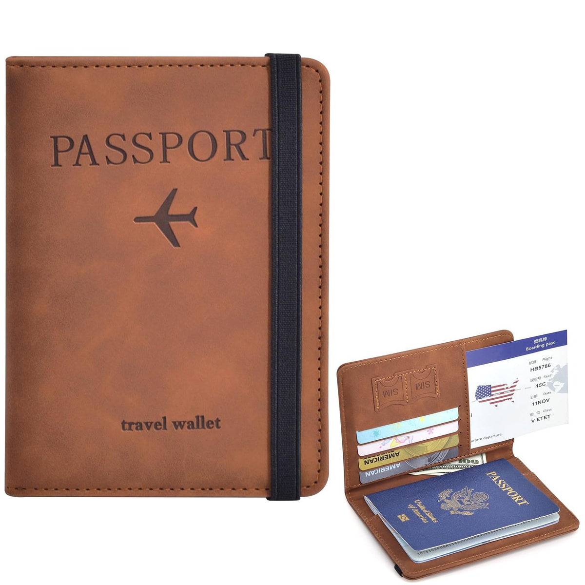 Travel Passport Holder Wallet — Passport, Card, Cash & Boarding Pass Organizer