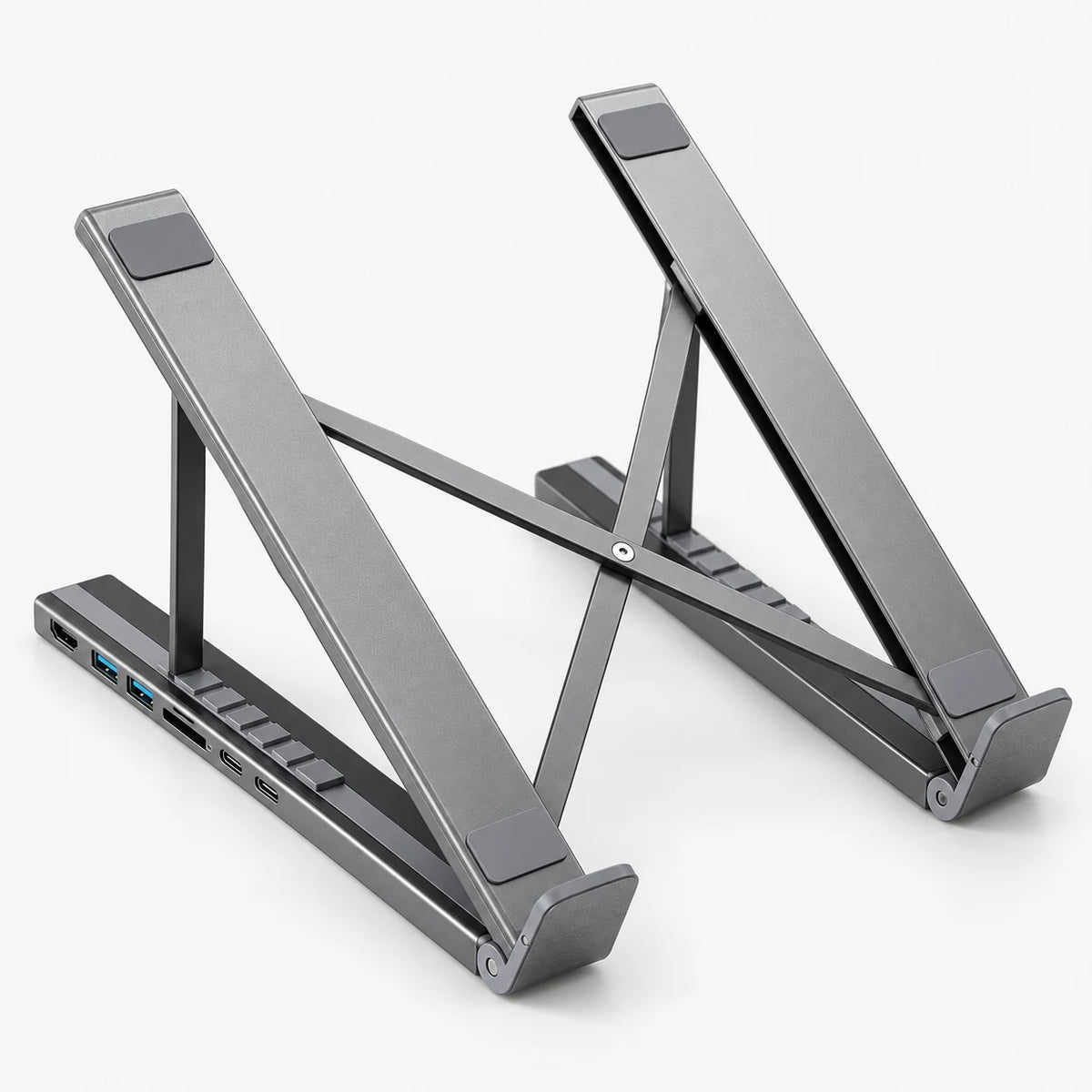 8-in-1 USB-C Laptop Docking Station Stand — close view of the hub side and its port row