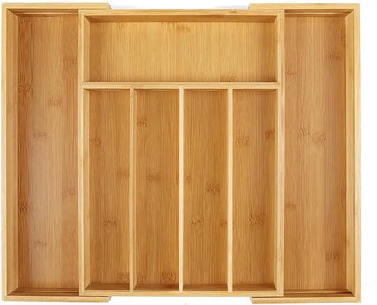 Expandable Bamboo Kitchen Drawer Organizer,Adjustable Cutlery Holder and Cutlery Tray Organizer,Drawer divider for silverware,Ta