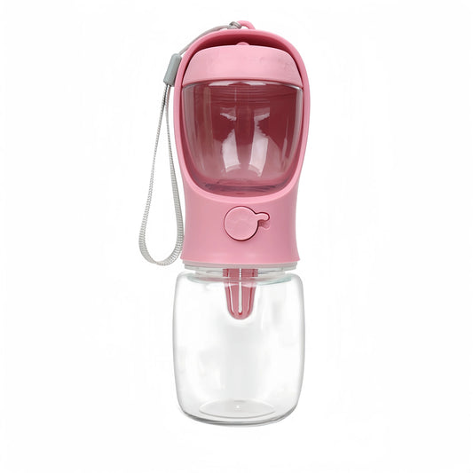 2-in-1 Pet Travel Water Bottle with Kibble Storage — Built-In Drinking Bowl