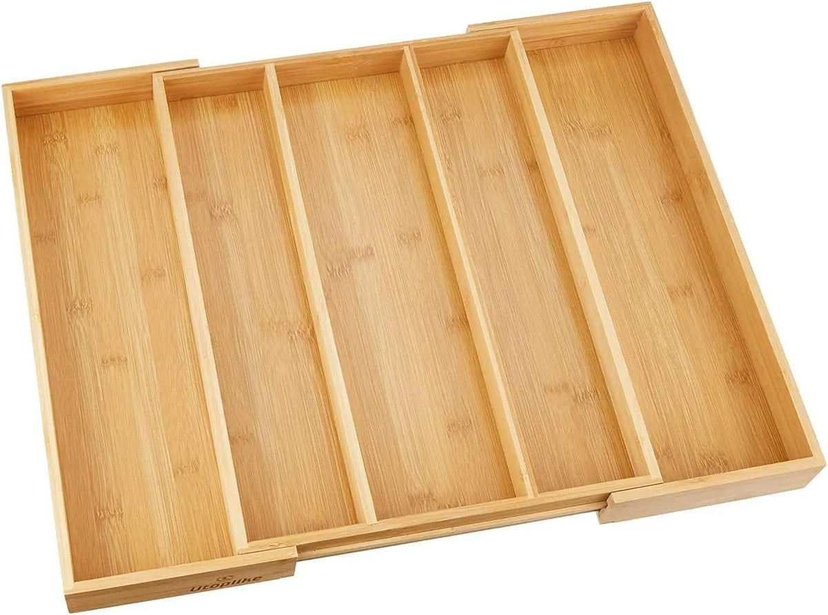 Expandable Bamboo Kitchen Drawer Organizer,Adjustable Cutlery Holder and Cutlery Tray Organizer,Drawer divider for silverware,Ta