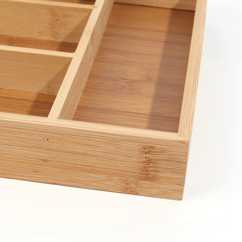 Bamboo Cutlery Divide Storage Trays Rack Neat Elegant Kitchen Drawer Organizer Home Accessories
