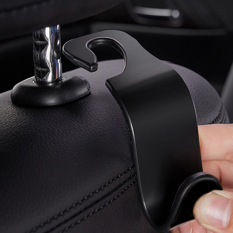 Car Headrest Hooks (4-Pack) — Seat-Back Hangers for Bags, Purses and Groceries