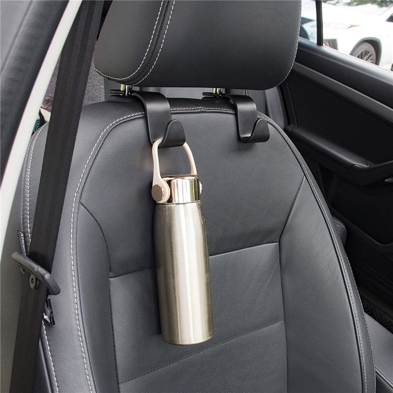 Car Headrest Hooks (4-Pack) — Seat-Back Hangers for Bags, Purses and Groceries
