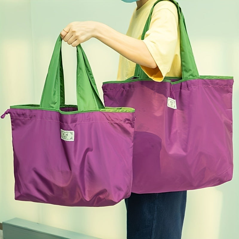 Foldable Reusable Shopping Bag (Large) — Nylon Tote with Shoulder Handles
