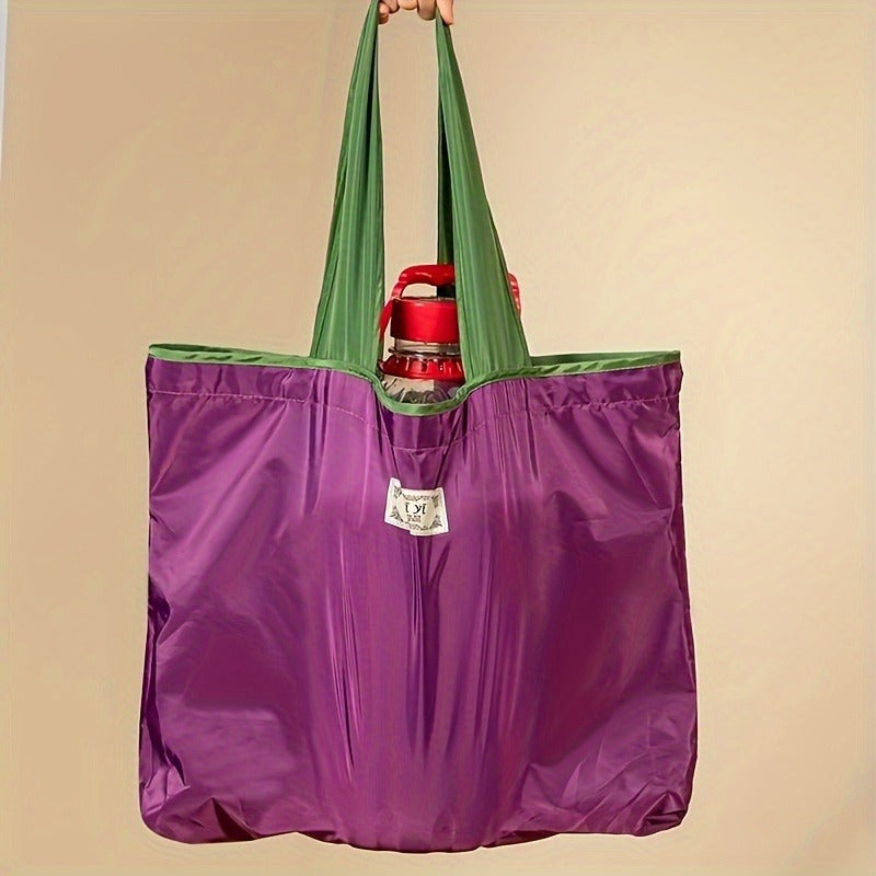 Foldable Reusable Shopping Bag (Large) — Nylon Tote with Shoulder Handles